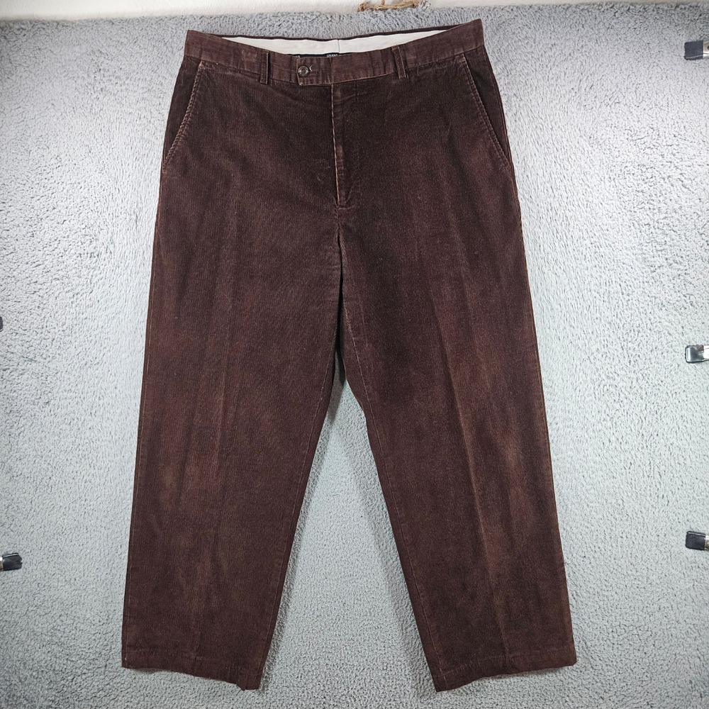 Grant Thomas Mens Corduroy Pants‎ 36x29 Brown Cotton Flat Front Trousers